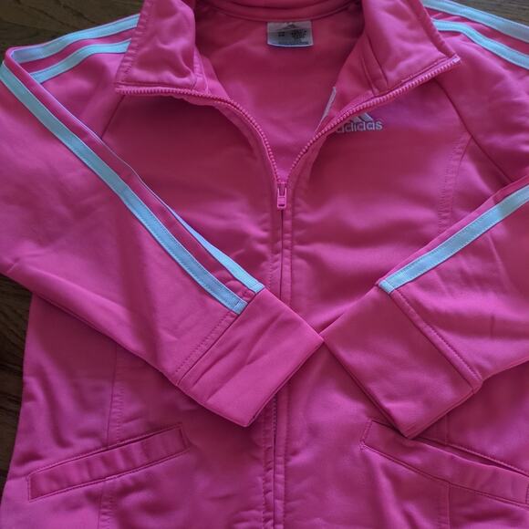 Adidas Girl's Kid's Core Tricot Tracksuit Barbie pink and white size 6X VGUC - Picture 5 of 9